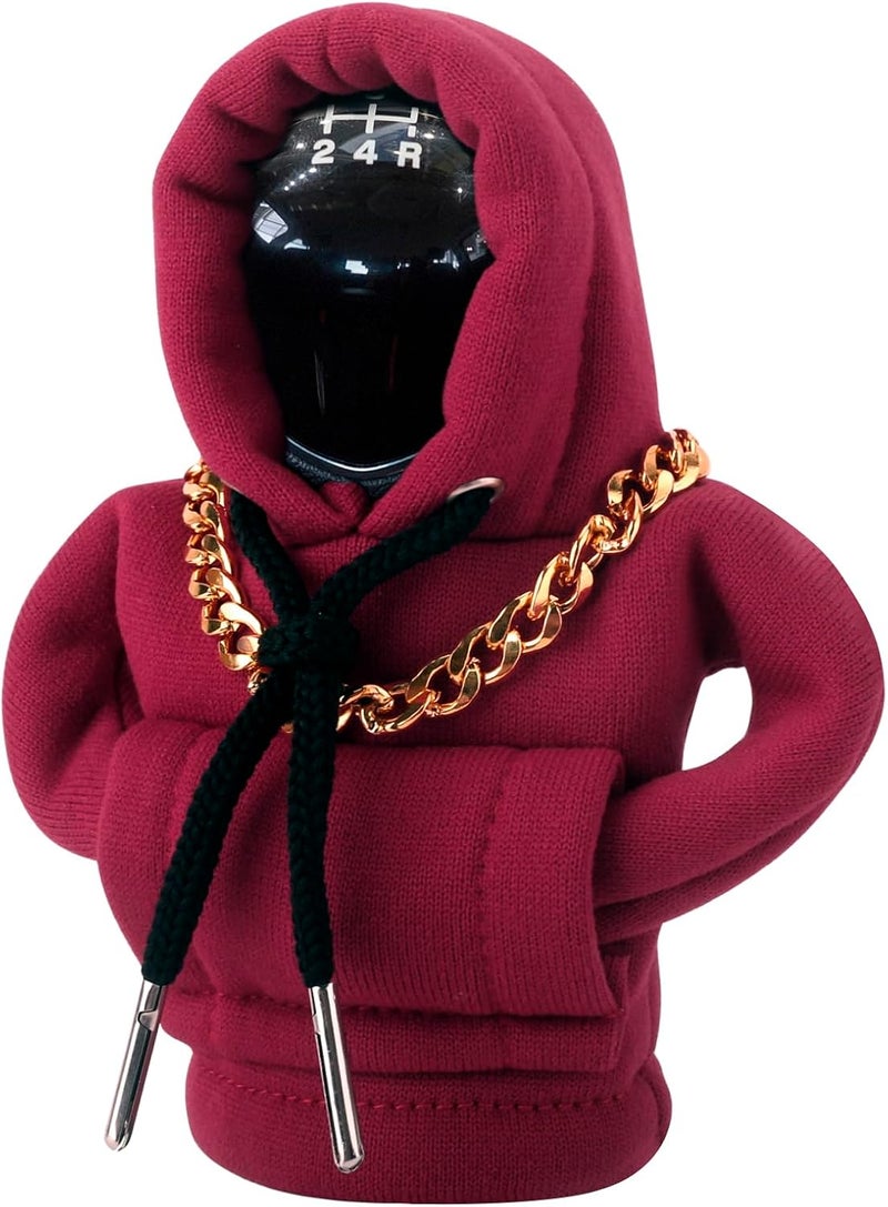 PLALEI Gear Shift Hoodie, Funny Car Gear Shift Cover, Cute Car Shift Knob Hoodie, Automotive Interior Accessories, Universal Fit Knob Cover Gift (Red) - Image 1
